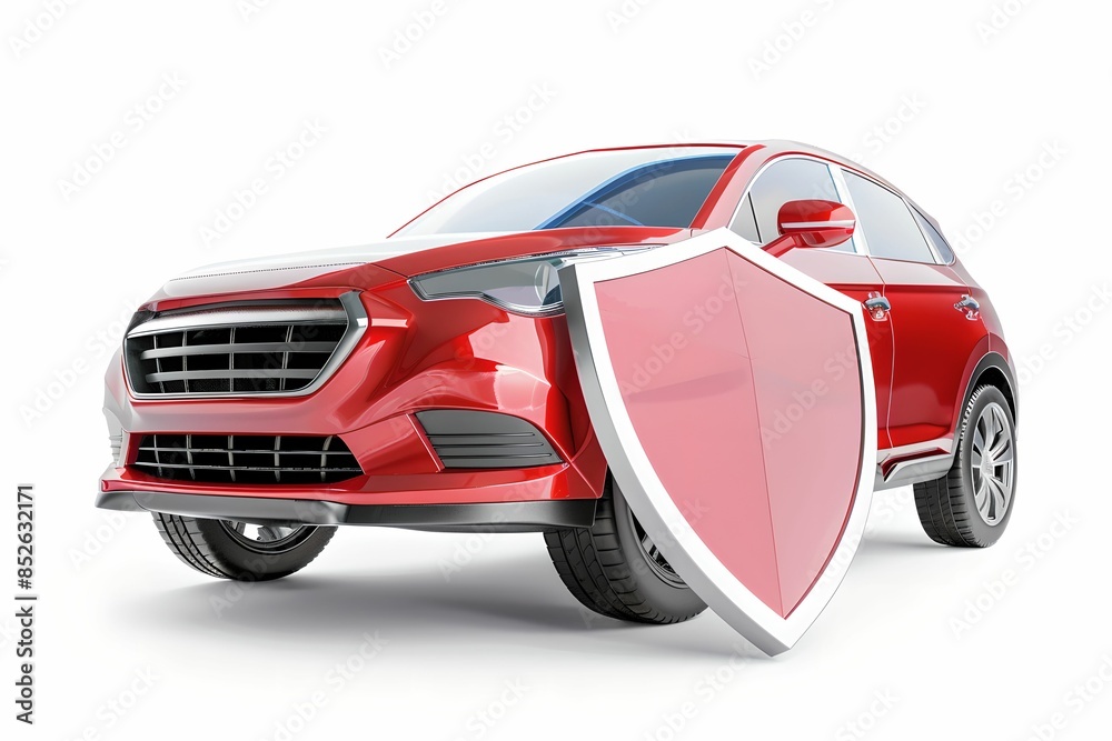 Naklejka premium Shield protecting car automotive insurance, vehicle, protection, security, coverage