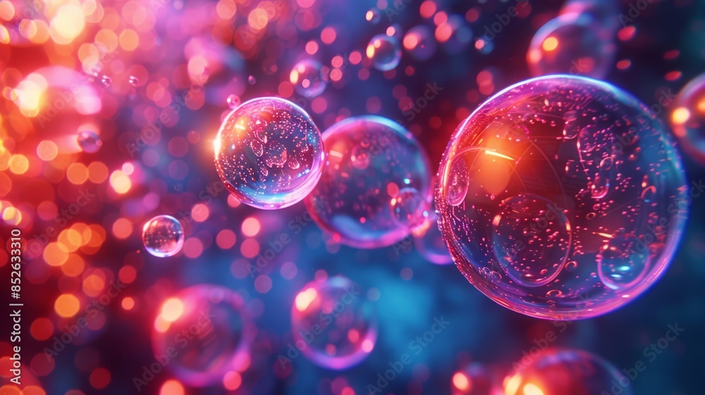 Vibrant Abstract Digital Art with Colorful Bokeh and Bubble Effect Vibrant Abstract Digital Art with Colorful Bokeh and Bubble Effect