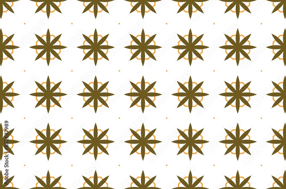A pattern design of brown and orange flowers with on a white background A pattern design of brown and orange flowers with on a white background