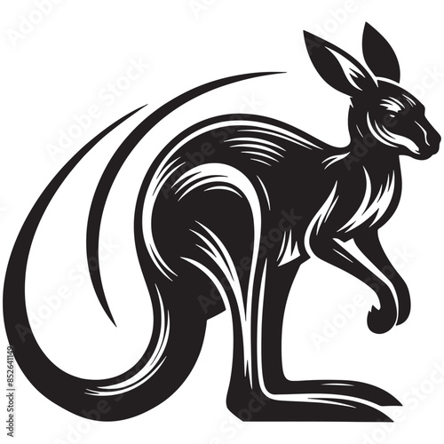 Kangaroo Silhouette Vector Illustration White Background