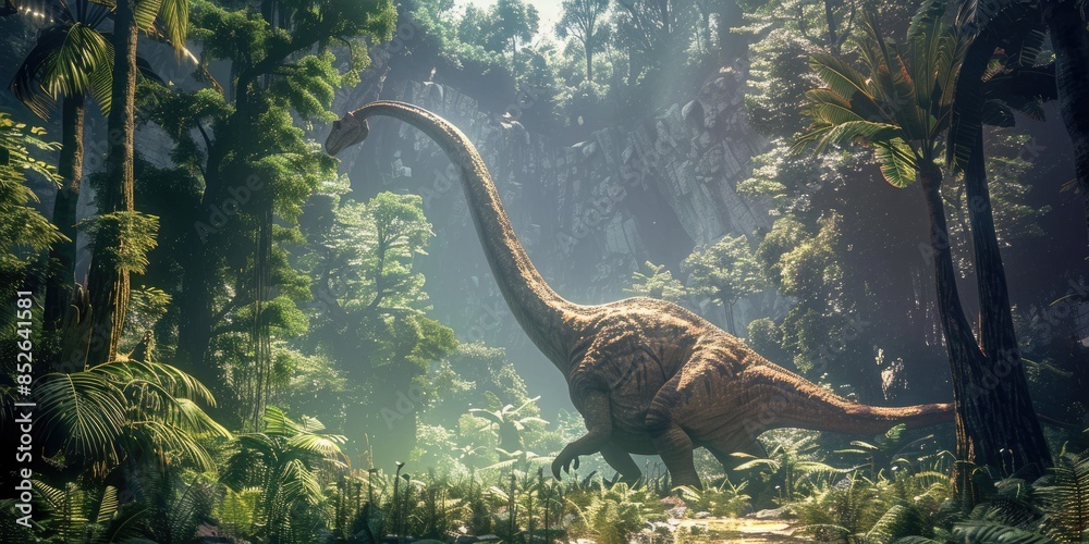Dinosaur in Verdant Prehistoric Setting Dinosaur in Verdant Prehistoric Setting