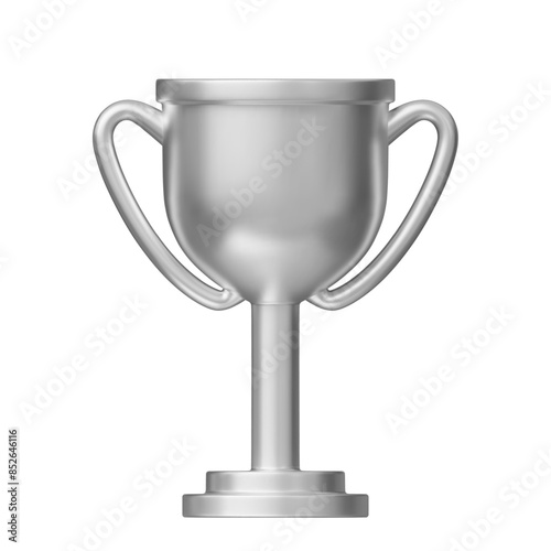 3d realistic silver trophy cup. Stock vector illustration on isolated background.	
