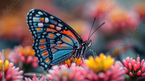 Vibrant Butterfly on a Bed of Flowers