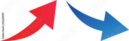 シンプルな矢印のアイコン　グラデーション　赤　青　イラスト　素材　ベクター　矢　アロー