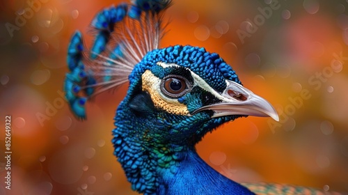 Close-up Portrait of a Peacock's Head