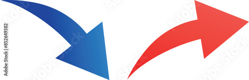 シンプルな矢印のアイコン　グラデーション　赤　青　イラスト　素材　ベクター　矢　アロー