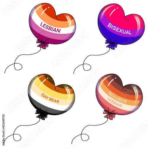 set of colorful balloons about flag of genders 