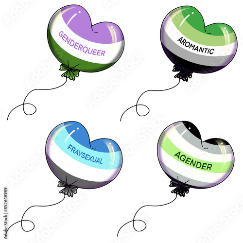 set of colorful balloons about flag of genders 