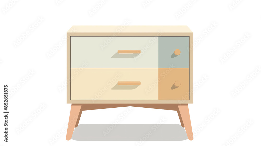 a Malm nightstand clipart, furniture element, vector illustration, pastel, isolated on Transparent background