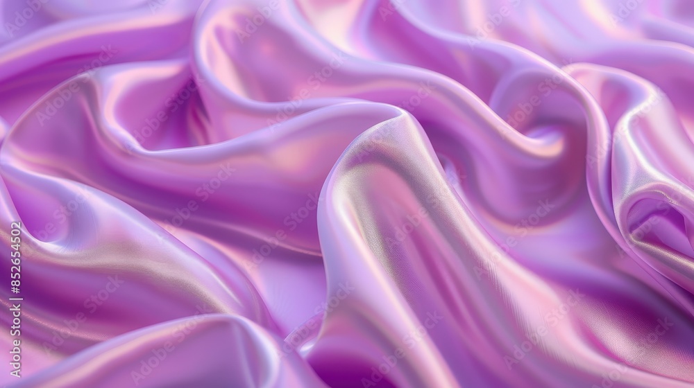 Obraz premium A close-up image of iridescent purple satin fabric draped in soft waves