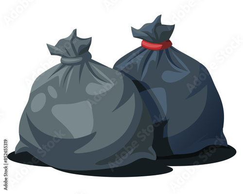 Dirty plastic dirt bags on white background. Generative AI.
