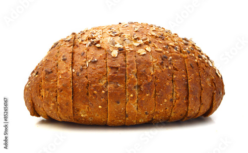 Slice grain bread isolated on white background