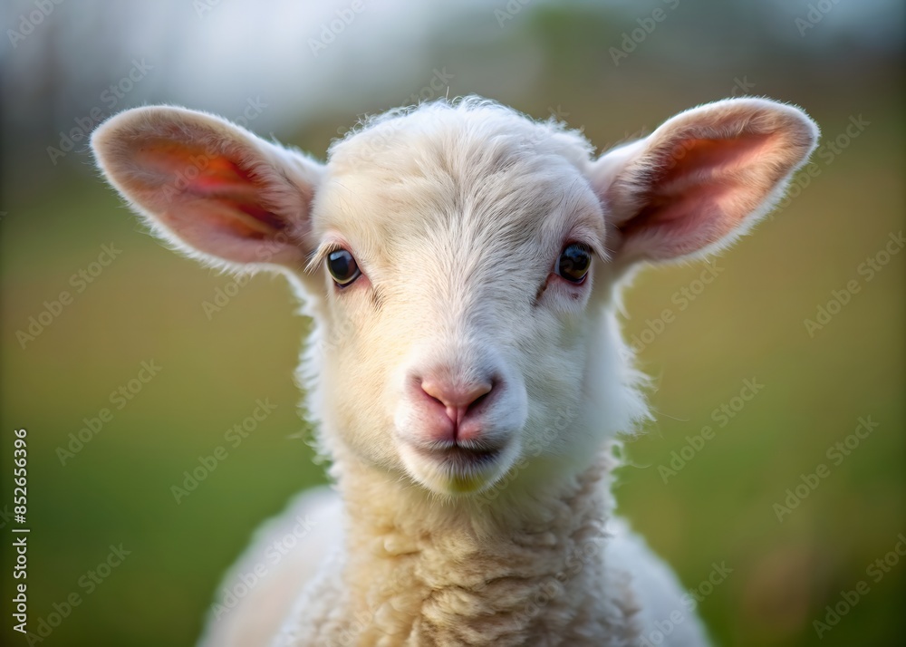Portrait Of A Cute Lamb Looking At The Camera With Big Ears And A Pink Nose Portrait Of A Cute Lamb Looking At The Camera With Big Ears And A Pink Nose
