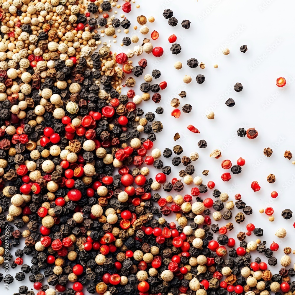 Vibrant 3D Texture of Grounded Colored Pepper on White Background Vibrant 3D Texture of Grounded Colored Pepper on White Background