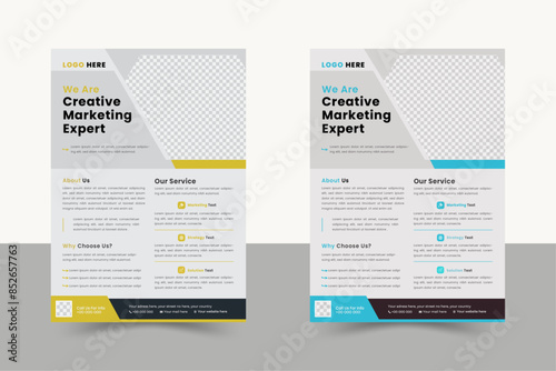 a bundle of 2 templates of a4 flyer, modern business flyer template, abstract business flyer, vector template design, creative professional design, company design and editable template design.
