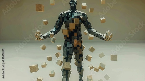 A man made of metal and metal pieces photo