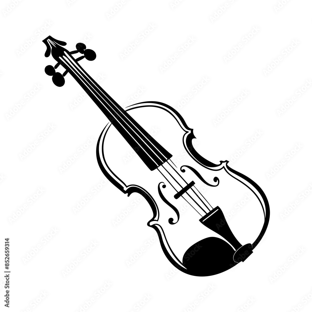 Obraz premium acoustic guitar vector, acoustic guitar illustration, acoustic guitar isolated on white background, violin , violin isolated on white, vector illustration of-a-violin n-black-outline 