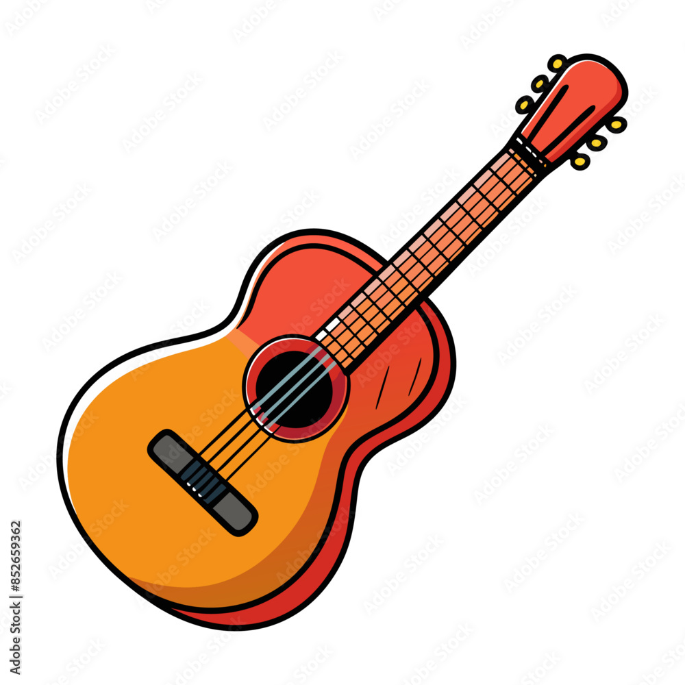 Fototapeta premium acoustic guitar illustration, acoustic guitar isolated on white background, violin , violin isolated on white, vector illustration of-a-violin n-black-outline 