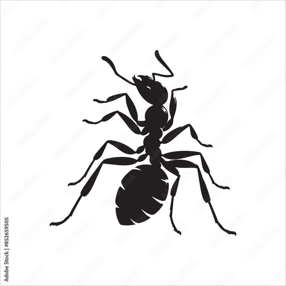vector silhouette black ant on a white background
