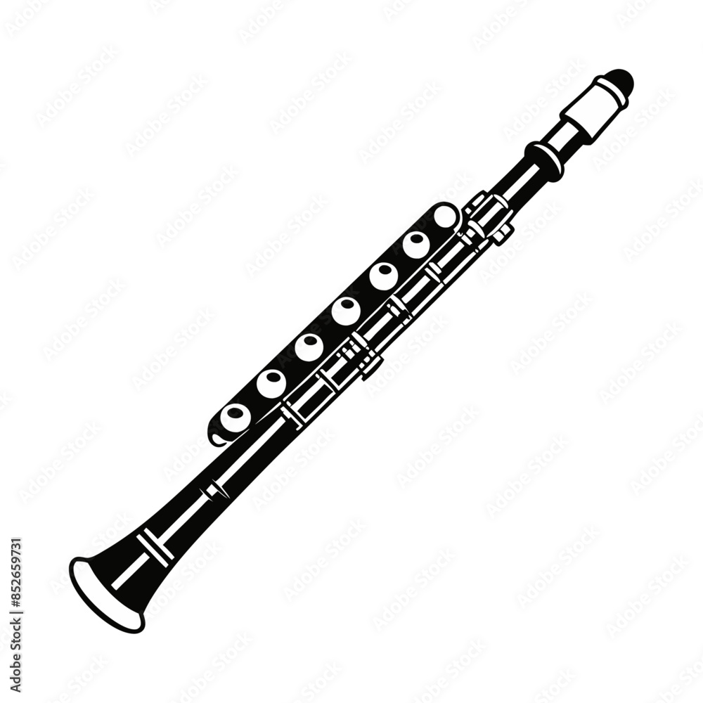 flute isolated, flute icon isolated on white, musical instrument illustration, vector illustration of-a flute in black outline