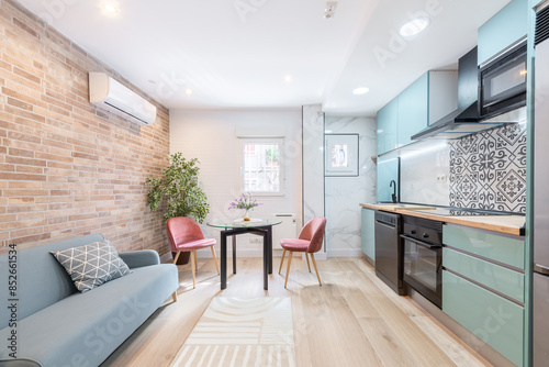 Modern small apartment interior with stylish design elements