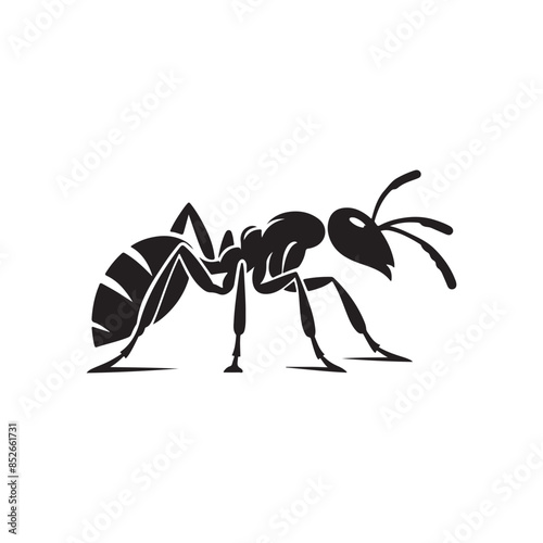 vector silhouette black ant on a white background