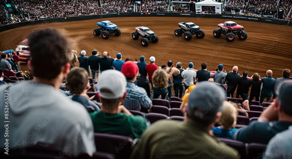 Audience watching a monster truck show. Audience watching a monster truck show.