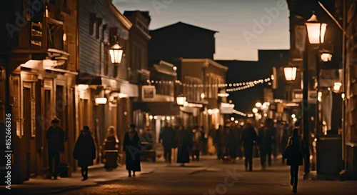 Wild west town at night.