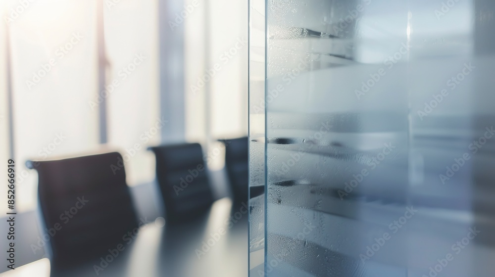 Close-up of a conference room window, frosted glass panels, soft light, detailed texture, high resolution, business setting. Close-up of a conference room window, frosted glass panels, soft light, detailed texture, high resolution, business setting.