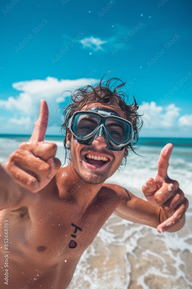 Naklejka premium A man with a tattoo on his arm is smiling