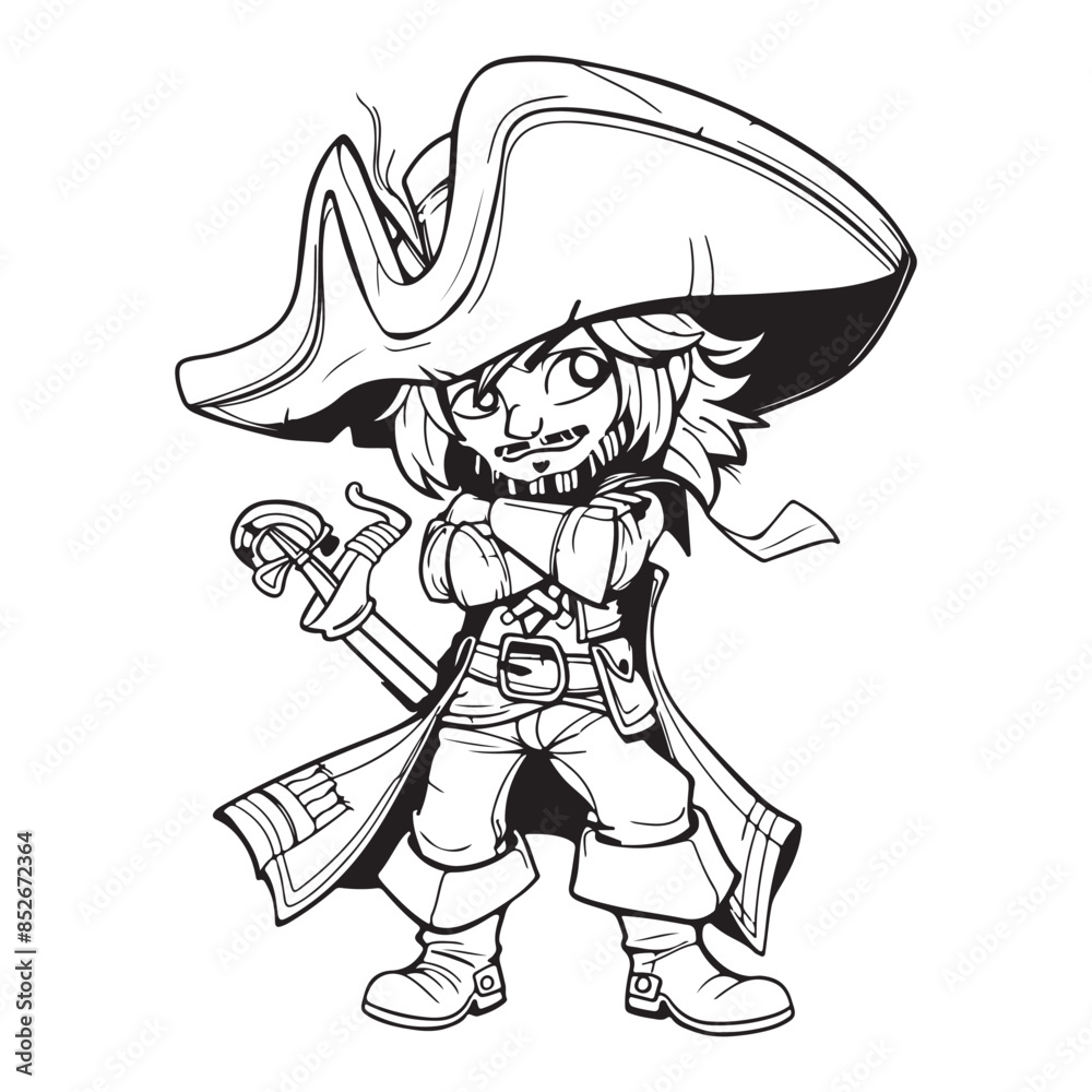 Fototapeta premium Pirate scribble icon design, black vector illustration on white background