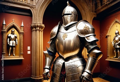 medieval knight's armor at the a castle museum.


