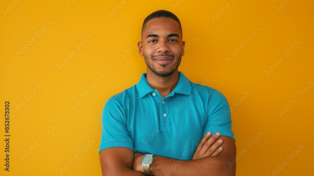 The man in blue shirt