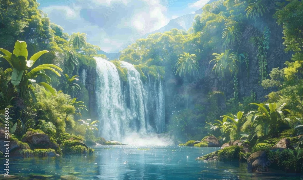 Fototapeta premium Waterfall in a tropical jungle