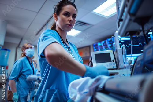Medical Team Working On Patient In Emergency Room. Generative AI . 