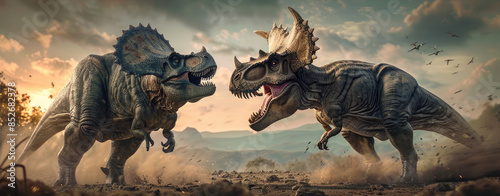 Dramatic Dinosaur Duel: T-Rex vs Triceratops