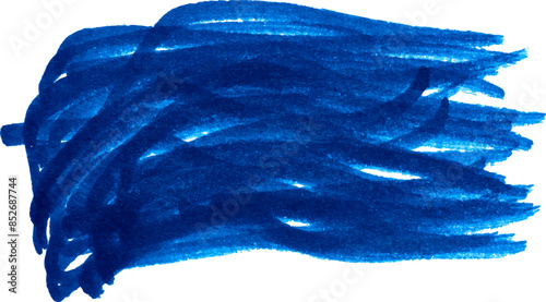 Hatching with a dark blue felt-tip pen on an isolated background