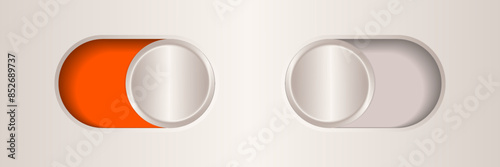 Metal on/off switch button with a textured surface in two positions. Vector EPS10	