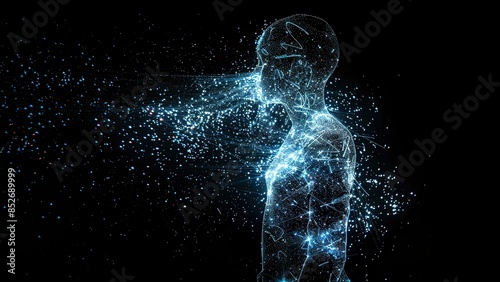 3D Particle Artificial Intelligence Digital Man Concept Background