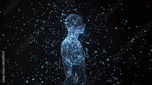 3D Particle Artificial Intelligence Digital Man Concept Background