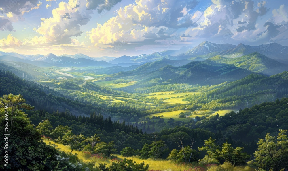 Obraz premium Scenic view from a hilltop