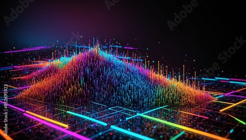 An abstract 3D visualization of data compression, digital elements compacting into smaller forms.