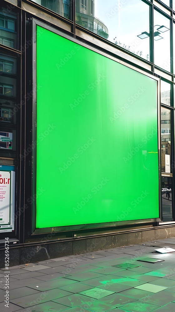 Obraz premium Blank Green Screen Billboard for Advertising and Marketing Purposes
