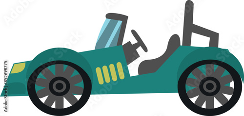 Flat isolated green car. Cartoon race car illustration vector.