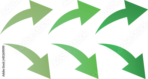 シンプルな矢印のアイコン　グラデーション　セット　イラスト　素材