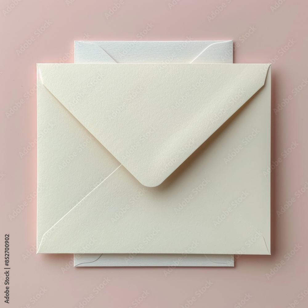 plain white greeting card, placed over an white envelope plain white greeting card, placed over an white envelope