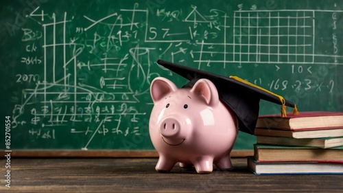 Piggy Bank with Cap & Math Formula (Financial Future)