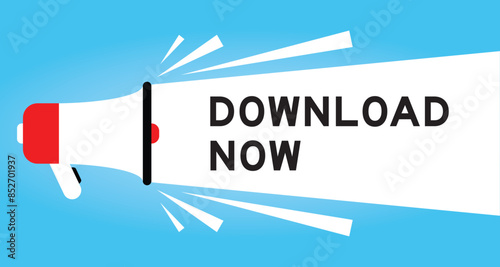 Color megaphone icon with word disruption in white banner on blue background