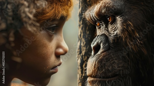 Exploring Human Evolution: Documentary Photo of Ancient Survival, Prehistoric Adaptation, and Primitive Species in Natural Habitat