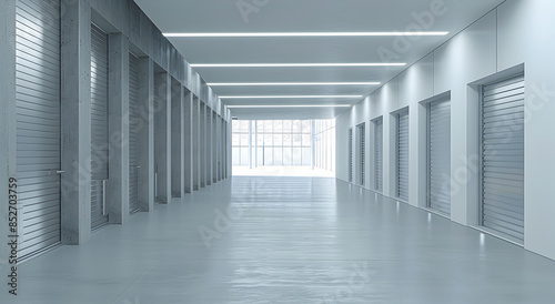 Large warehouse complex with individual garages.